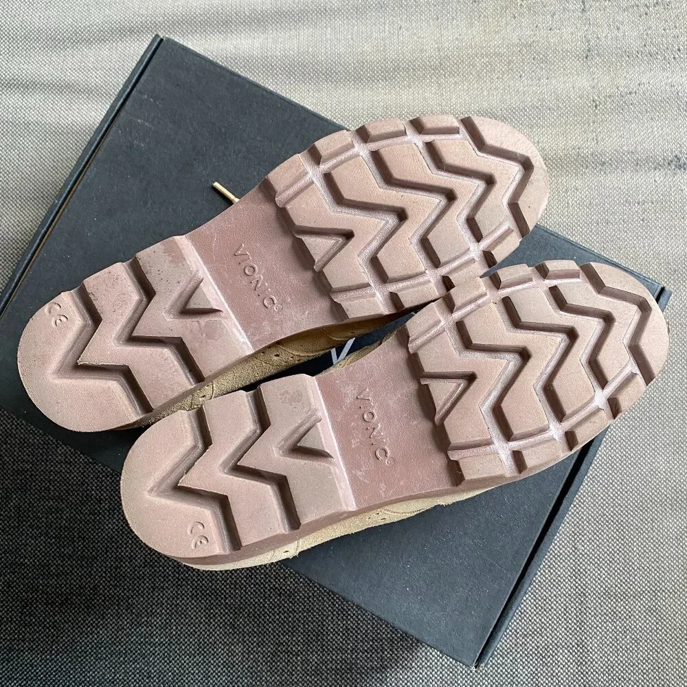 Vionic Beige Suede Brogue Lace-Up Flats